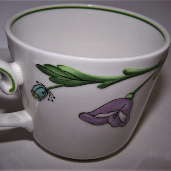4 Villeroy & Boch Amapola Flat Cups & Saucers Discontinued 2001 Raised Relief - Picture 6 of 12